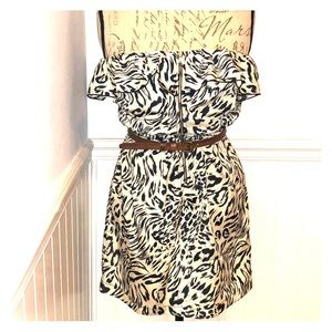 Strapless animal print dress